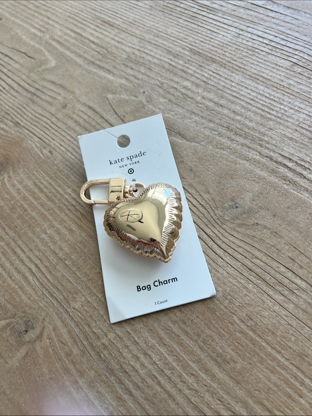 Kate Spade x Target Gold Heart Bag Charm Keychain
